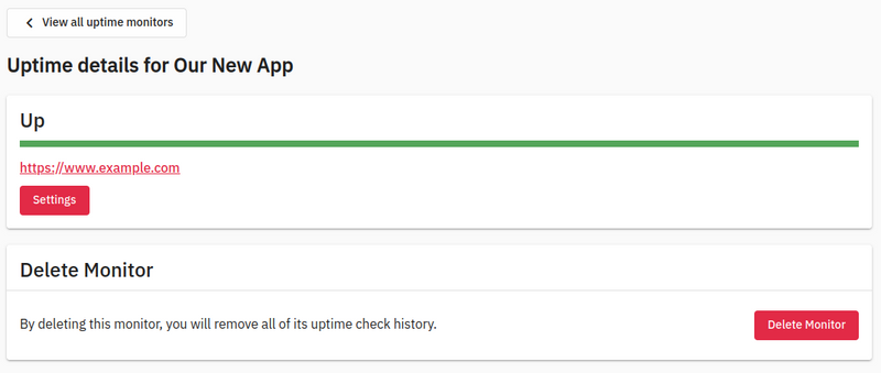 Screenshot of GlitchTip's new uptime monitor detail page.